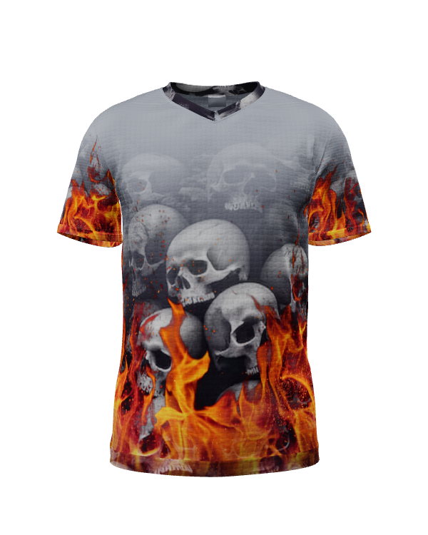 Skull N Fire V Neck