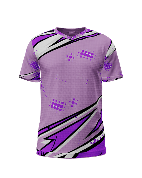 Comic Purple V Neck SS