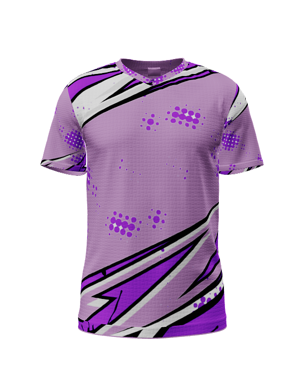 Comic Purple V Neck SS