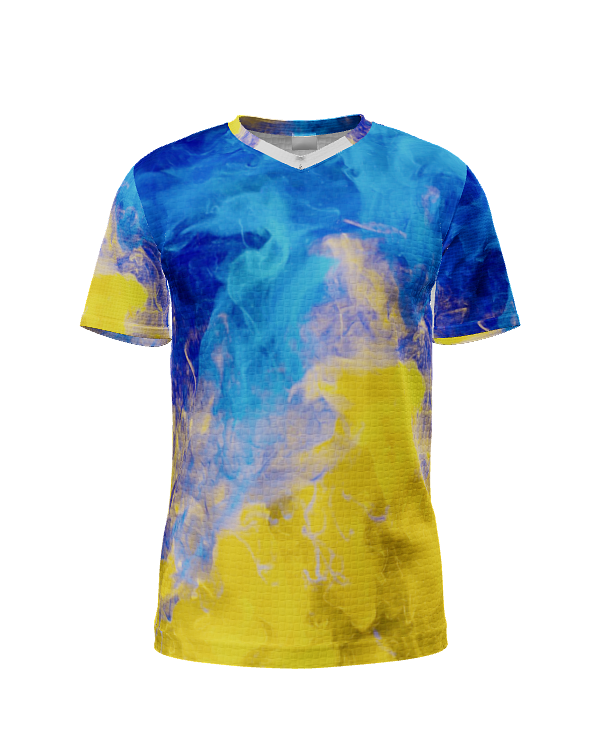 Blue-Yellow Smoke V Neck SS