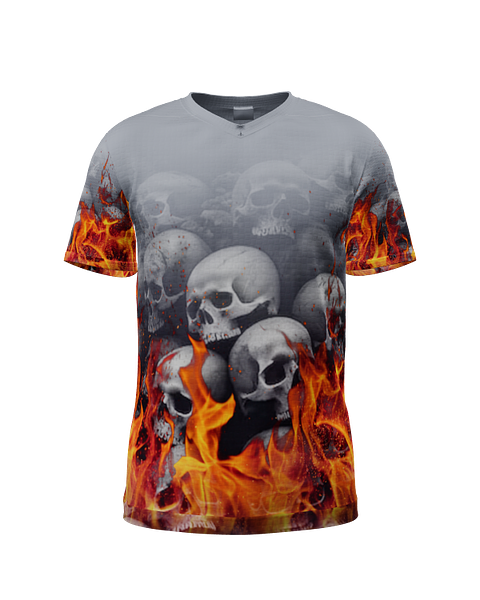Skull N Fire V Neck