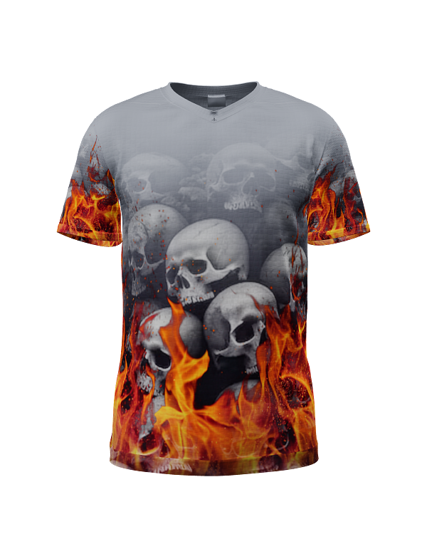 Skull N Fire V Neck
